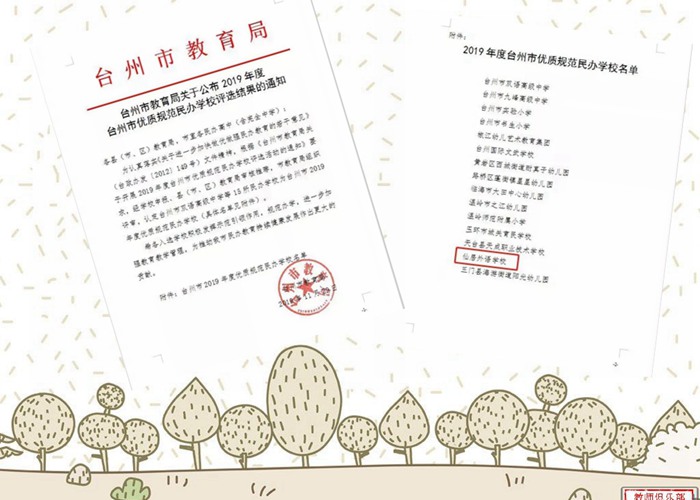 喜訊！我校被評(píng)為2019年度臺(tái)州市優(yōu)質(zhì)規(guī)范民辦學(xué)校